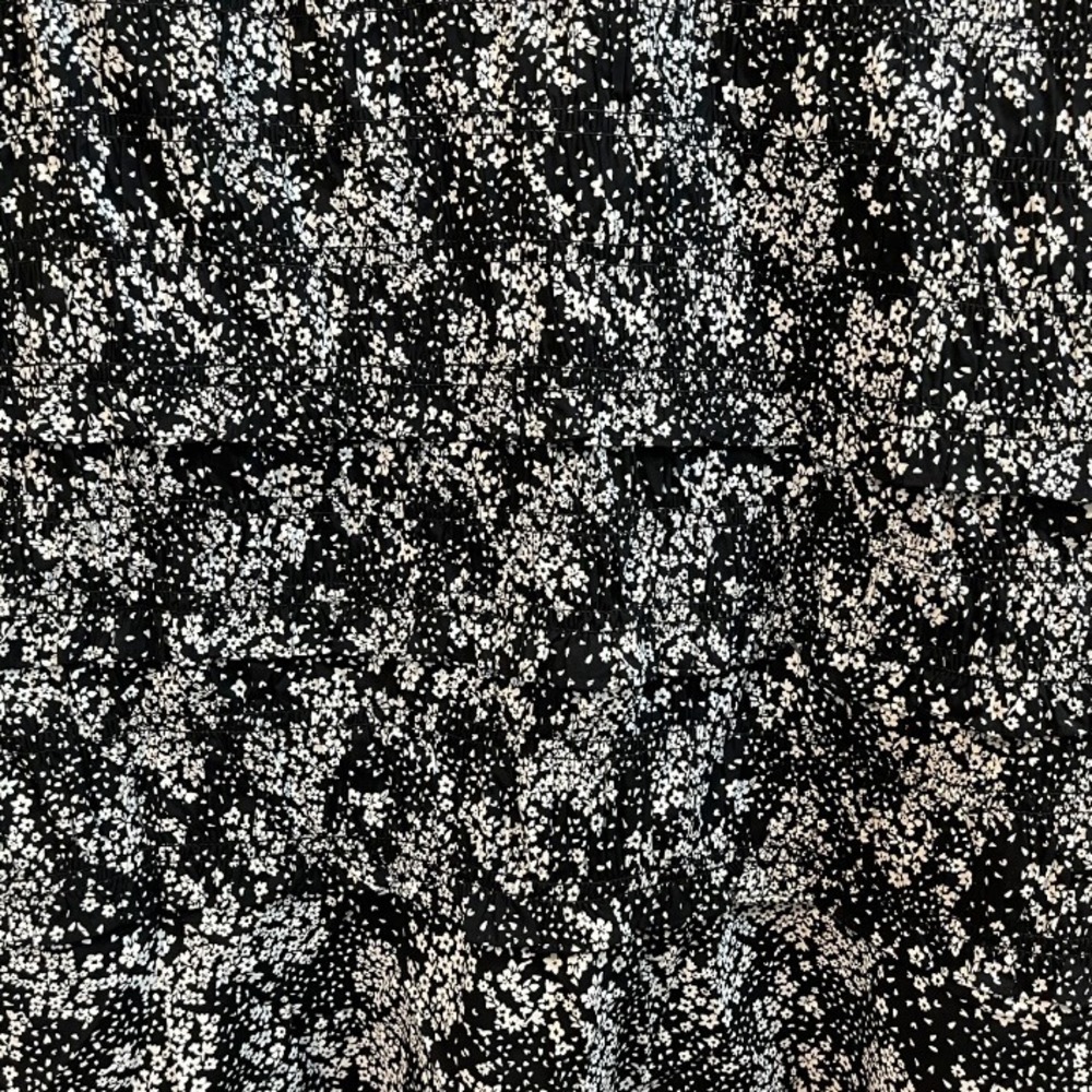 Madewell Smocked Crewneck Mini Dress in‎ Floral Black White Size 14 NWT NU575 - Picture 7 of 10